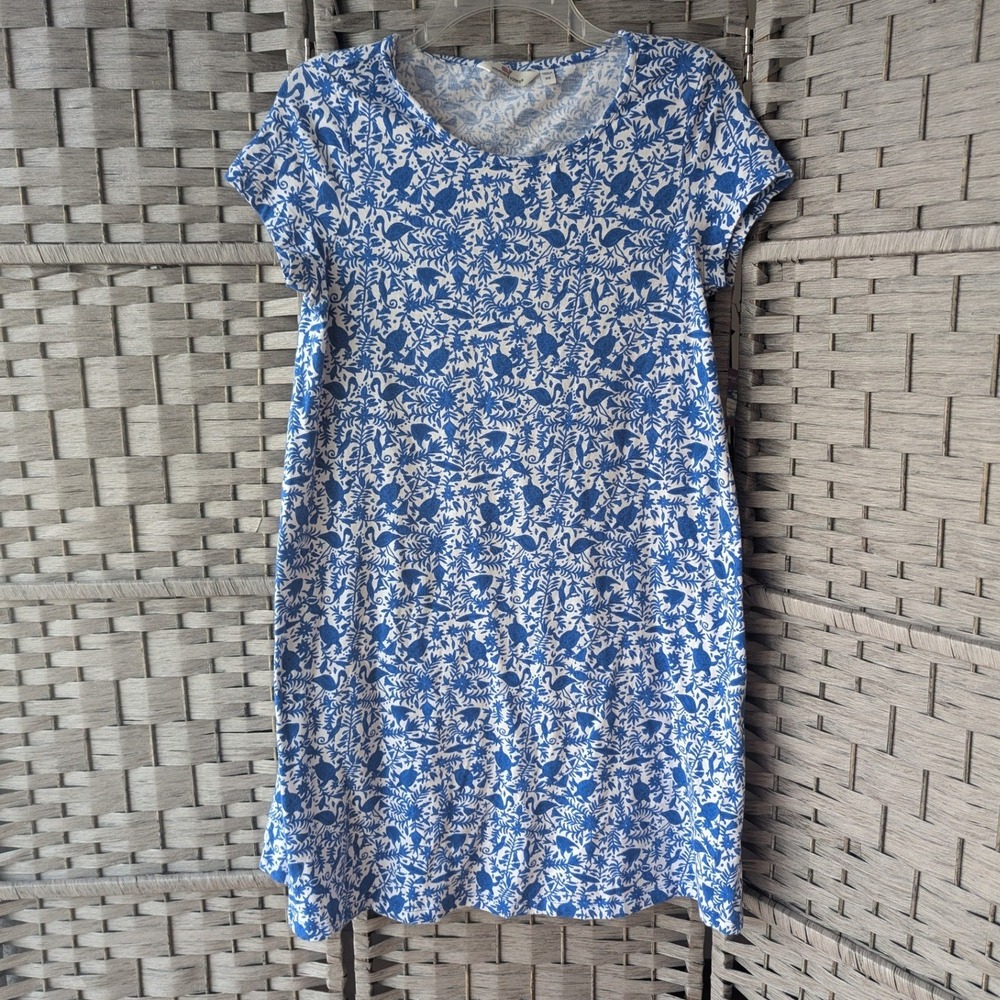 Vineyard Vines T-Shirt Jersey‎ Dress Blue White Sea Life Print Sz XS Relaxed Fit